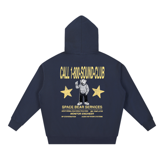 Space Bear x Sound Club Hoodie 01 | Navy