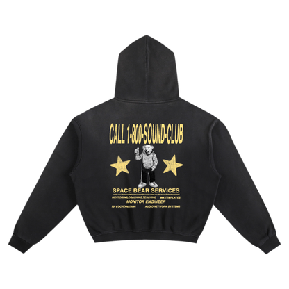 Space Bear x Sound Club Hoodie 02 | Boxy + Cropped Fit
