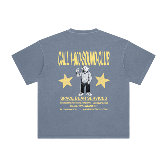 Space Bear x Sound Club Shirt 01| Washed Blue